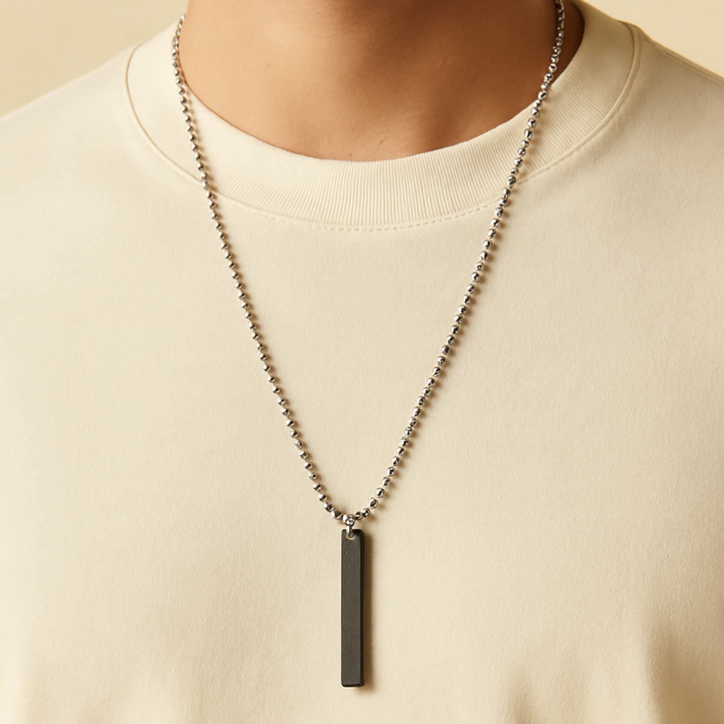 Silver and Black Locket - Pendant Chain Combo Necklace for Boys
