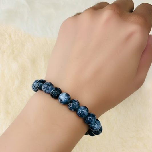 Blue Swirl Bead Bracelet
