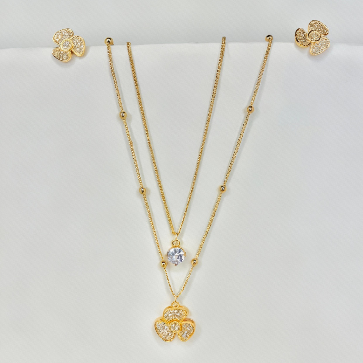 Dual Layer Flower Pendant Necklace
