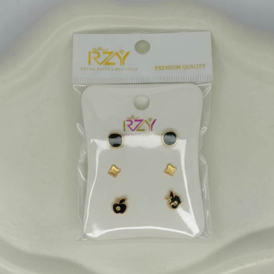 Stud Earrings Set with Card 3 Pairs/set Crystal Earrings / 250 per pair set