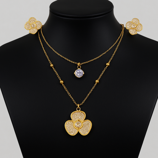 Dual Layer Flower Pendant Necklace