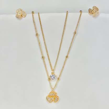 Dual Layer Flower Pendant Necklace