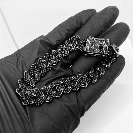 Black Cuban Link Necklace & Bracelet Set