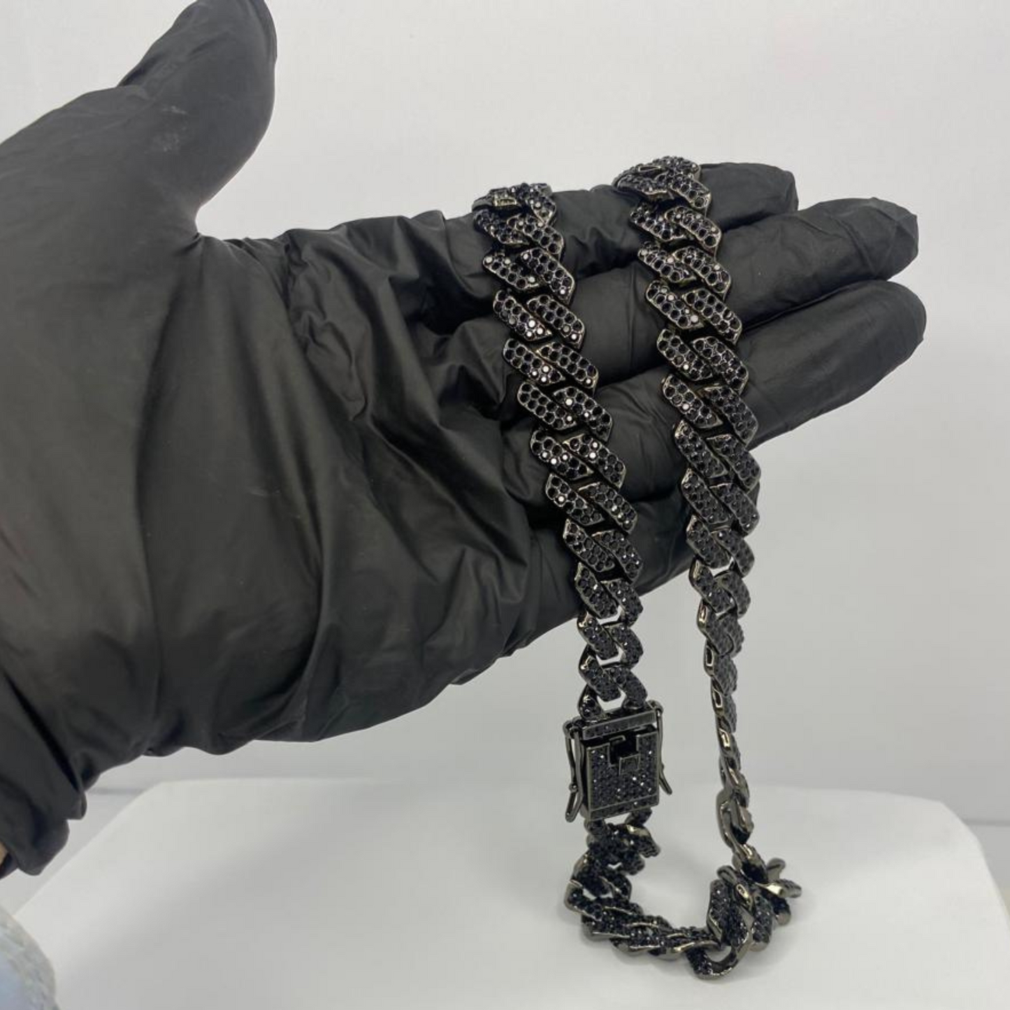 Black Cuban Link Necklace & Bracelet Set