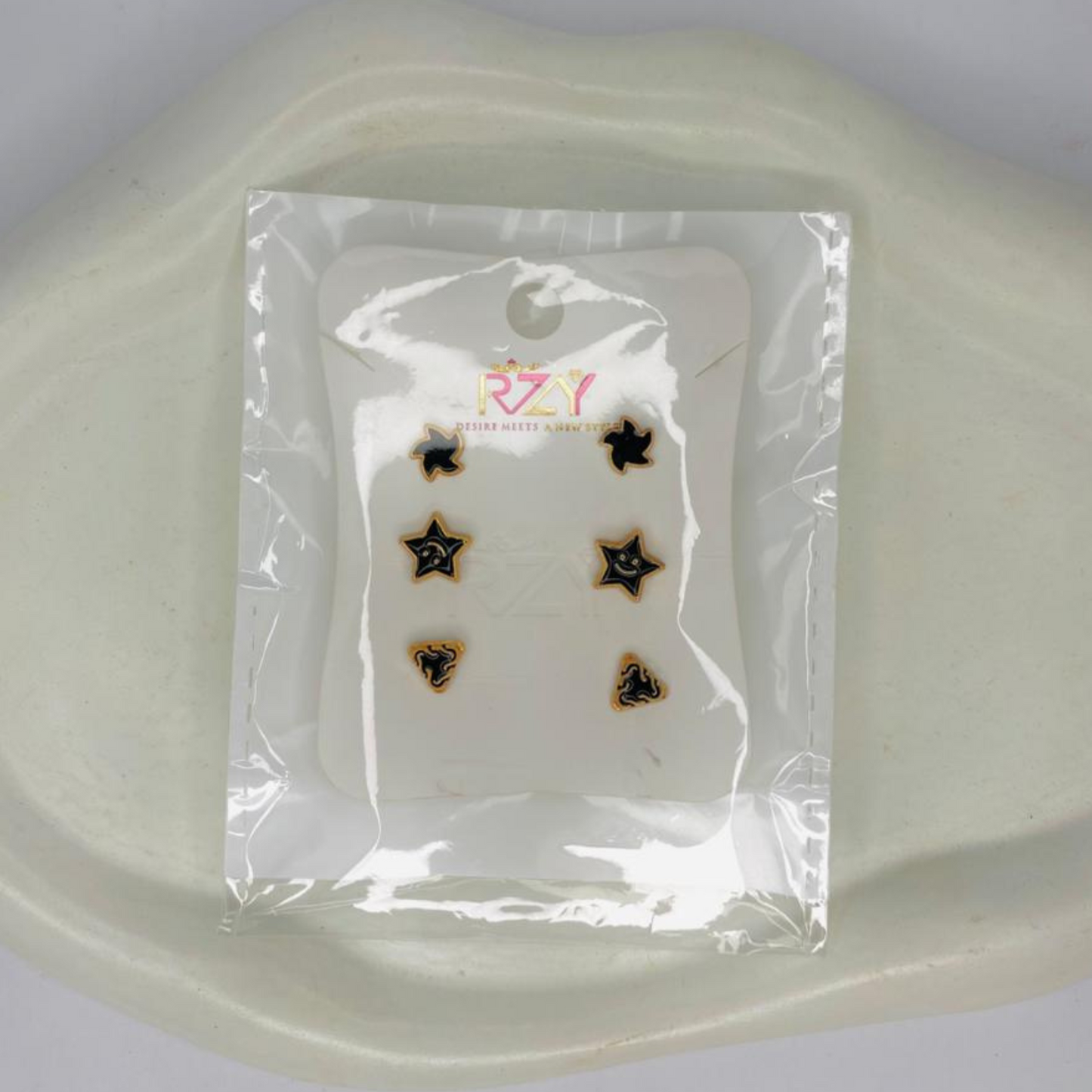 Stud Earrings Set with Card 3 Pairs/set Crystal Earrings / 250 per pair set