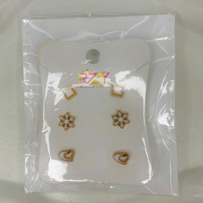 Stud Earrings Set with Card 3 Pairs/set Crystal Earrings / 250 per pair set