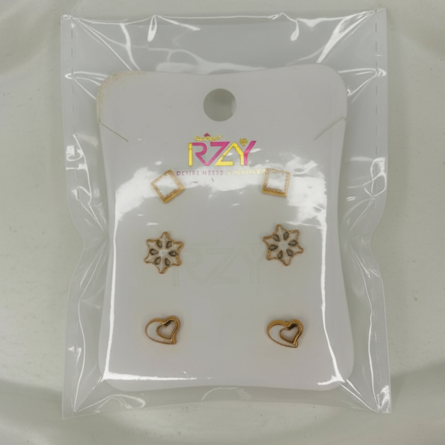 Stud Earrings Set with Card 3 Pairs/set Crystal Earrings / 250 per pair set