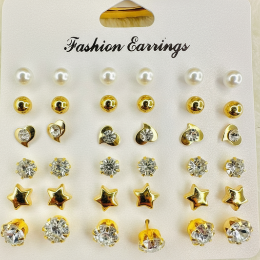 Stud Earrings Set with Card 18 Pairs/set Crystal Earrings