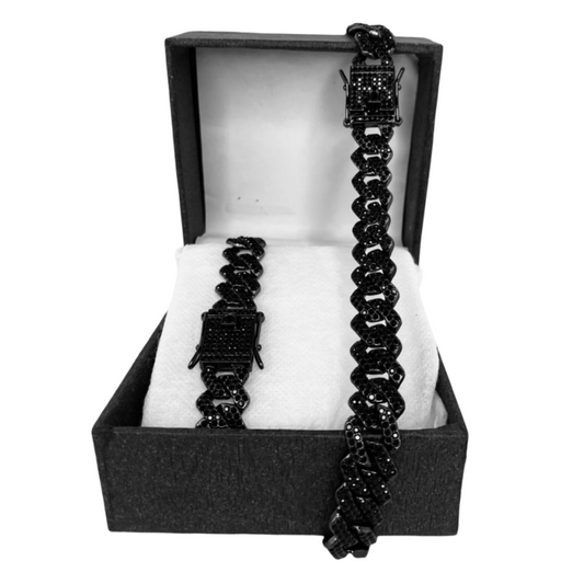 Black Cuban Link Necklace & Bracelet Set